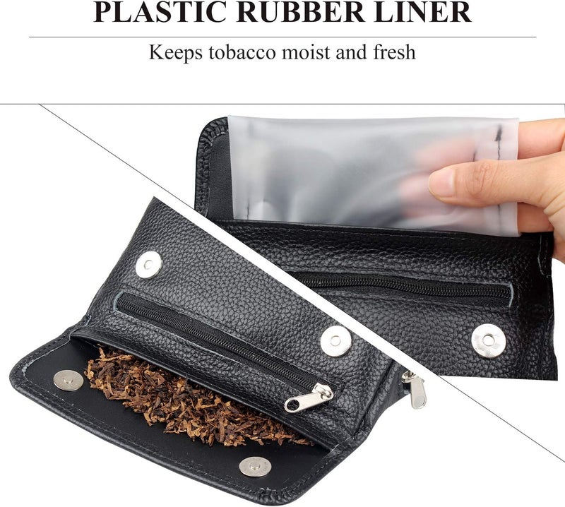 FIREDOG Leather Smoking Pipe Bag Pouch Case for 2 Pipes (Black) - Image 4